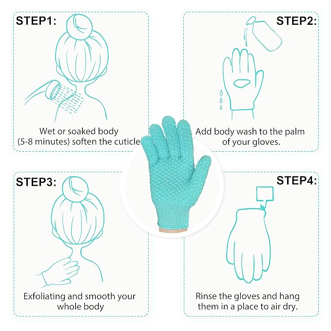 Evridwear Exfoliating Gloves for Shower, 100% Nylon Thick Soft Medium Heavy - Image 5