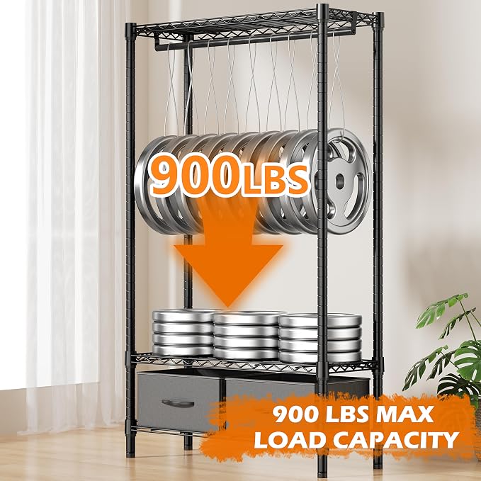 Heavy Duty Rolling Garment Rack 3 Tiers Adjustable Wire Shelving