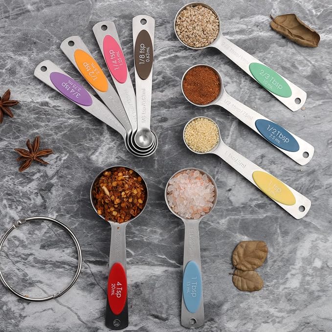 Magnetic Measuring Spoons Set of 9 Stainless Steel Stackable Measuring Spoons - Image 7