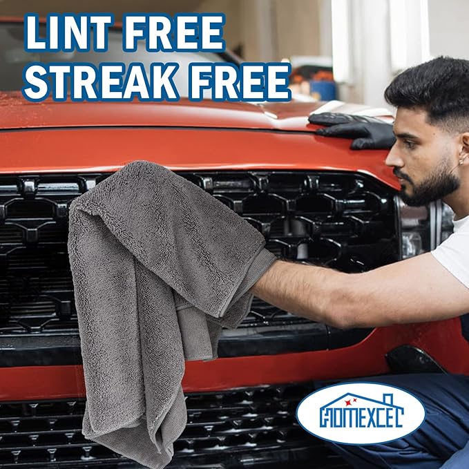 HOMEXCEL Professional Large Microfiber Car Drying Towels 2 Pack, Lint Free - Image 7