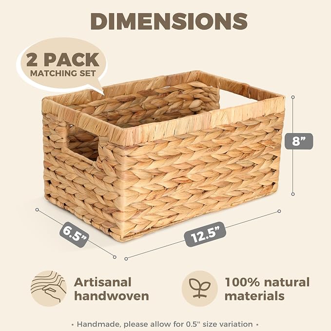 Set of 2 Wicker Shelf Storage Baskets - Image 4