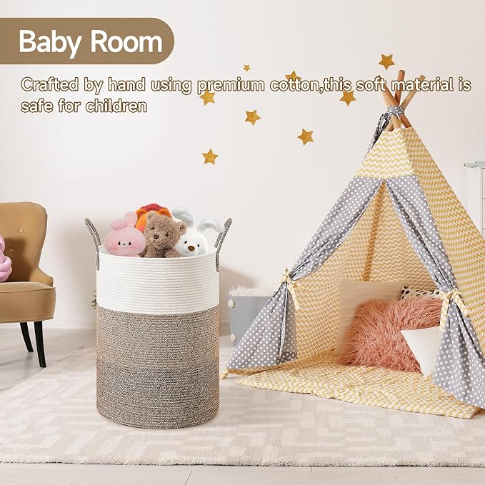CLHMILY&Z 80L Laundry Basket Round Storage Rope Basket - Image 3