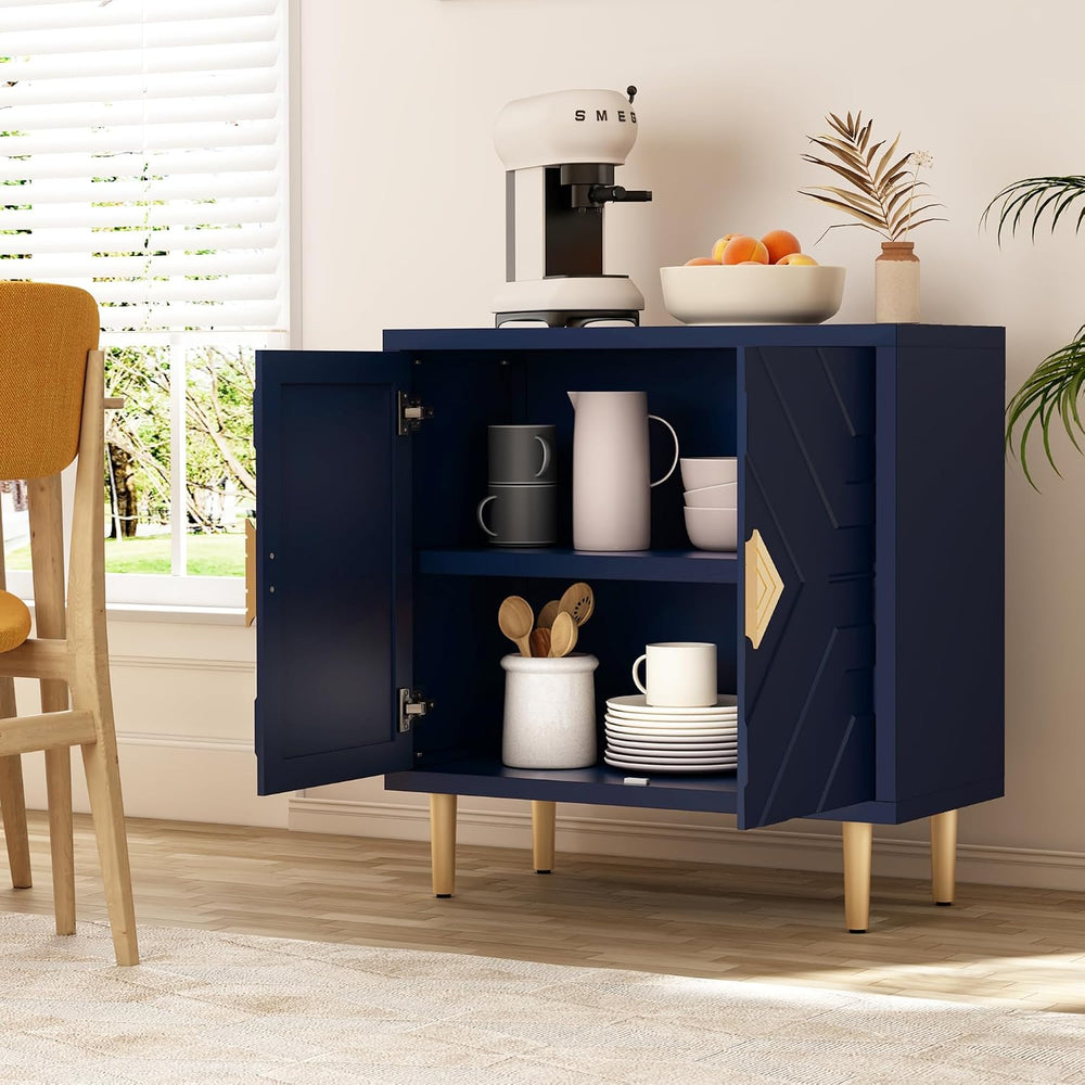 HLR 31.7'' Modern Sideboard Storage Cabinet with 2 Doors, Blue
