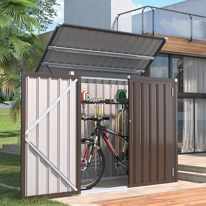AECOJOY Outdoor Trash Can Storage, 46 Cu.Ft Outdoor Garbage Can Storage Shed - Image 4