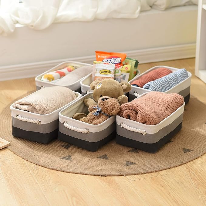 Small Storage Baskets for Shelves, Fabric Storage Baskets for Closet, - Image 2