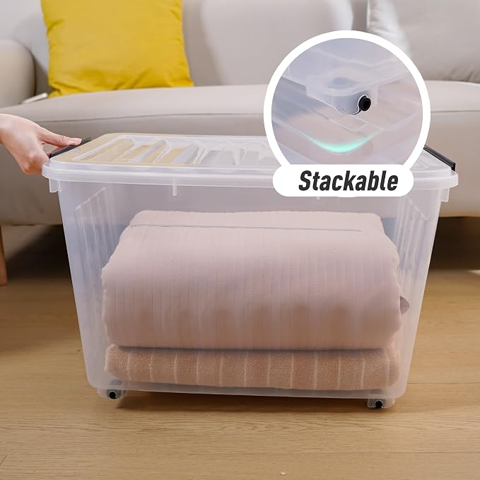 Citylife 82 QT Clear Plastic Storage Bins - Image 6