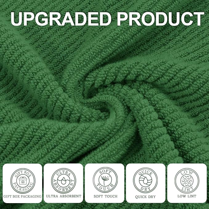 VOOVA & MOVAS Hunter Green Bath Towels, Bath Towels Set of 4, Large 30" x 56" - Image 2