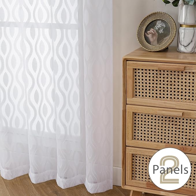 Aiyufeng White Sheer Curtains Tiers 36 Inch Length 2 Panels Set, Airy - Image 6