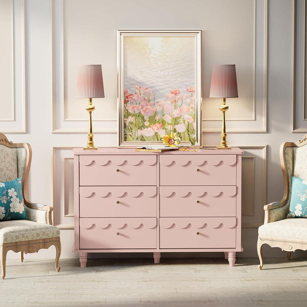 Anbuy Scalloped Dresser for Bedroom Girls Organizer Storage with Drawers, Pin...