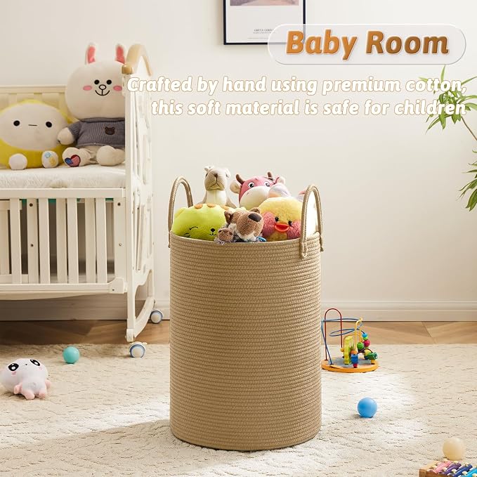 Laundry Basket, Woven Cotton Rope Laundry Hamper, 100L - Image 4