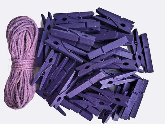 1.9 Inch Purple Wooden Clothes Pins by Unknown