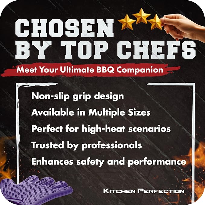 KITCHEN PERFECTION Silicone Smoker Oven Gloves -Extreme Heat Resistant BBQ - Image 9