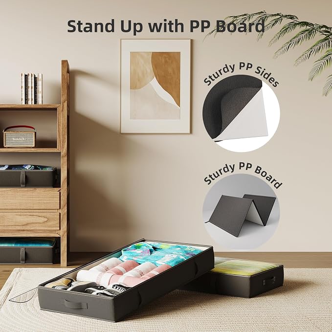 2-Pack Under Bed Storage, 6 Inches Tall Closet Organizers and Storage Bins - Image 6
