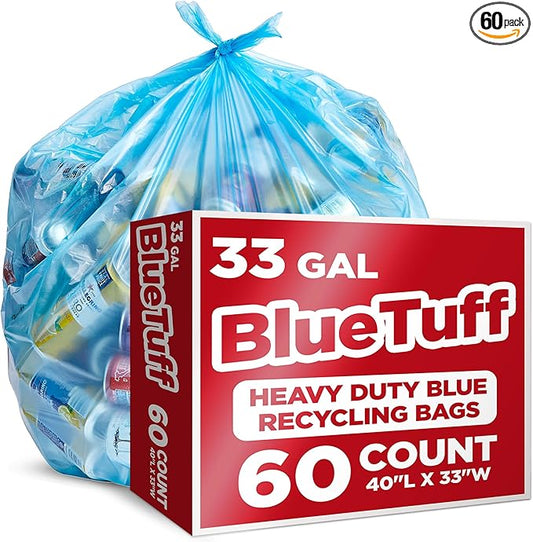Heavy-Duty Blue Recycling Bags, Industrial or Home Use by StockYourHome