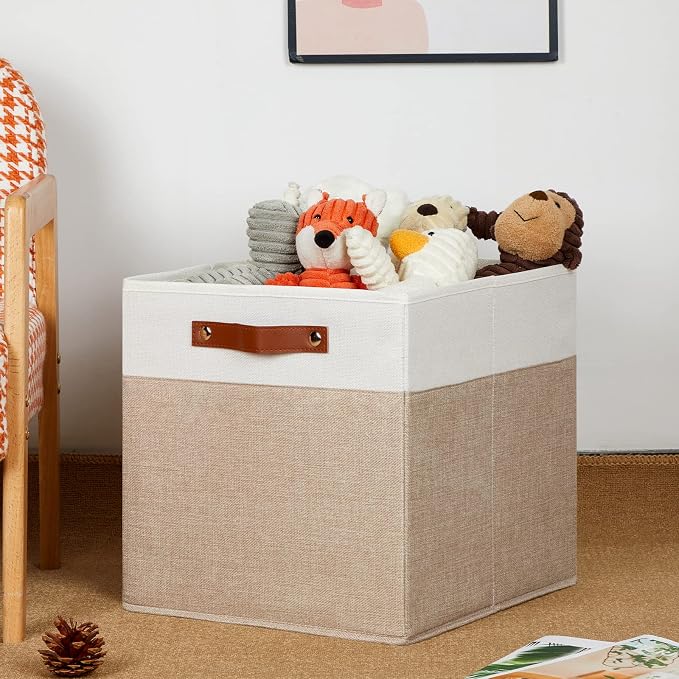 DULLEMELO Cube Storage Bins, Collapsible foldable Linen Canvas Closet Storage - Image 5