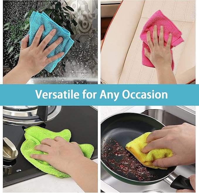 HOMEXCEL Microfiber Cleaning Cloth, 8 Pack Cleaning Rags, Cleaning Towels - Image 7