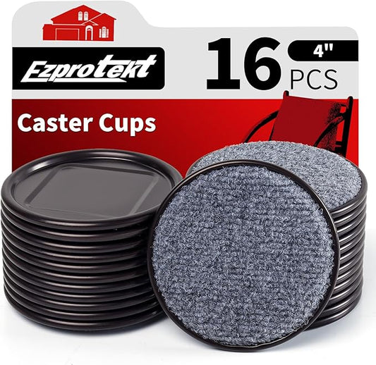 Ezprotekt 4" Round Reusable Felt Furniture Caster Cups by VisittheEzprotekt