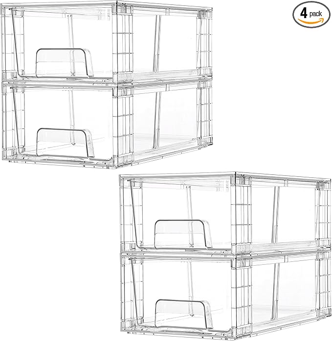 Vtopmart 4 Pack Stackable Storage Drawers, Easily Assemble by Vtopmart