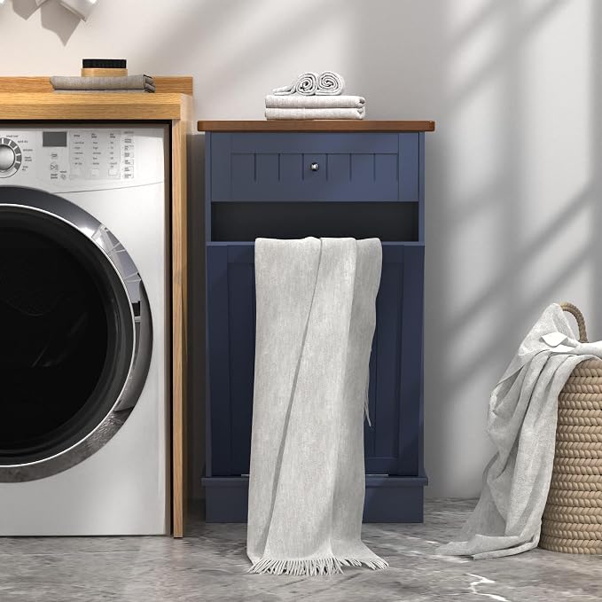 Betterhood Tilt Out Trash Cabinet 10 Gallon Wooden Free Standing Laundry Sorter - Image 4