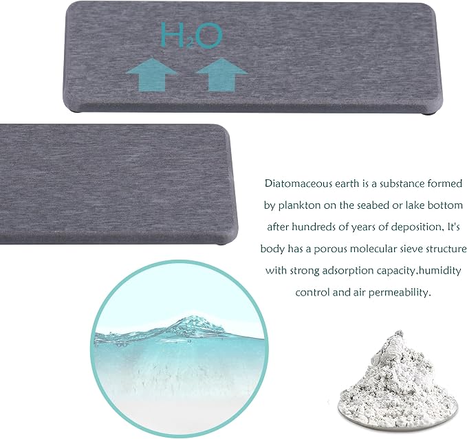 2 Pcs Water Absorbing Stone Trays, Kitchen/Bathroom Sink Soap Dish, Diatomite - Image 5