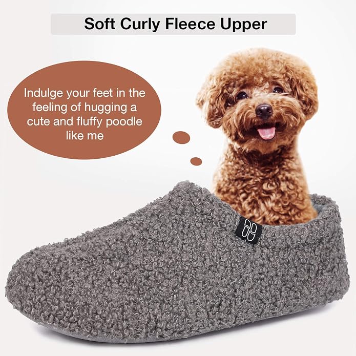 HomeTop Women's Fuzzy Curly Fur Memory Foam Loafer Slippers - Image 3