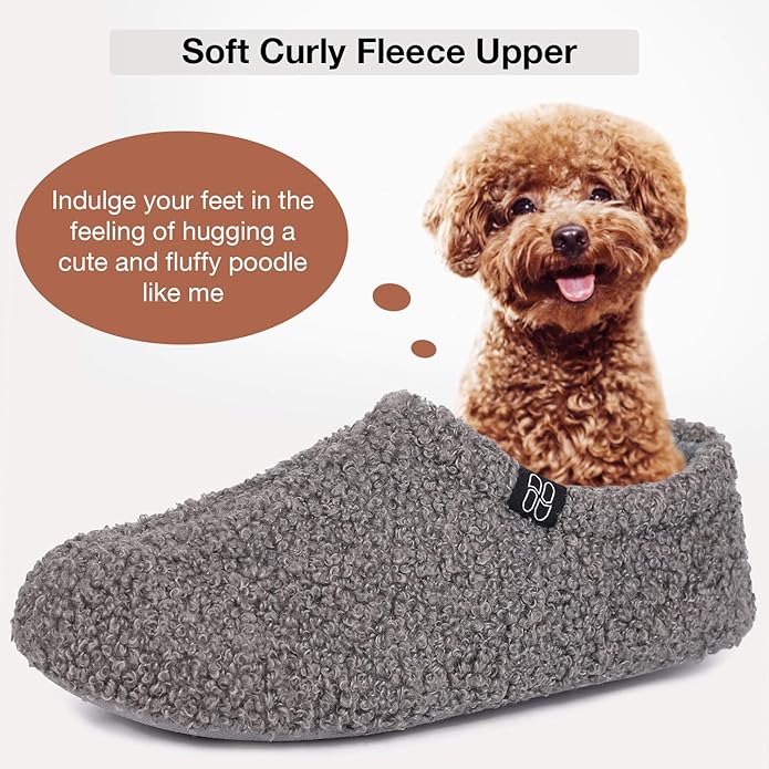 HomeTop Women's Fuzzy Curly Fur Memory Foam Loafer Slippers - Image 3