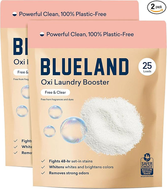 BLUELAND Oxi Laundry Booster Powder Refill 2-Pack, Fragrance Free & Clear by BLUELAND