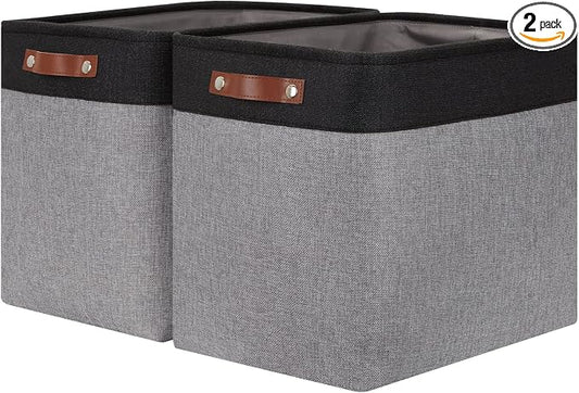 HNZIGE Fabric Storage Baskets Large Cloth Baskets Set of 2, Rectangular Shelf by HNZIGE