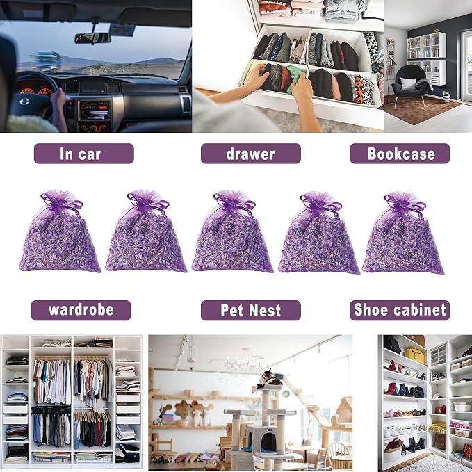 36 Pack French Dried Lavender Sachet Bags, 100% Natural Lavender Bags - Image 3