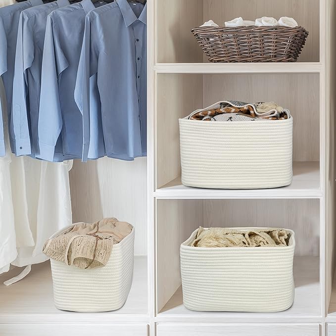 Cotton Rope storage Basket Bins Woven Basket - Image 6