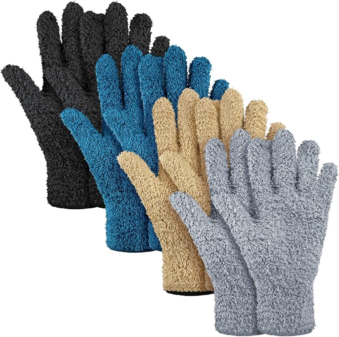 Bencailor 4 Pairs Microfiber Dusting Gloves Washable Reusable Cleaning Gloves by Bencailor