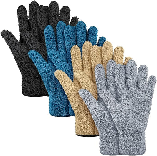 Bencailor 4 Pairs Microfiber Dusting Gloves Washable Reusable Cleaning Gloves by Bencailor