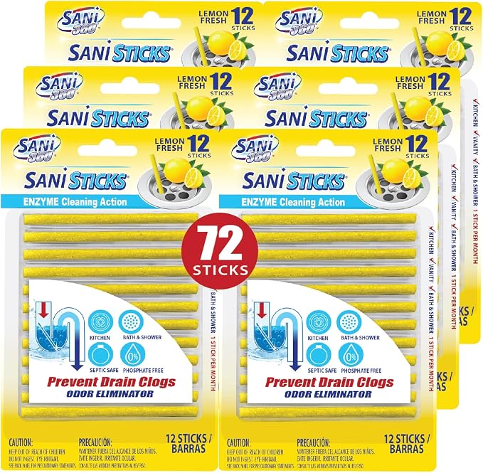 SANI 360° Sani Sticks Drain Cleaner and Deodorizer | Non-Toxic, Enzyme Formula by SANI360%C2%B0