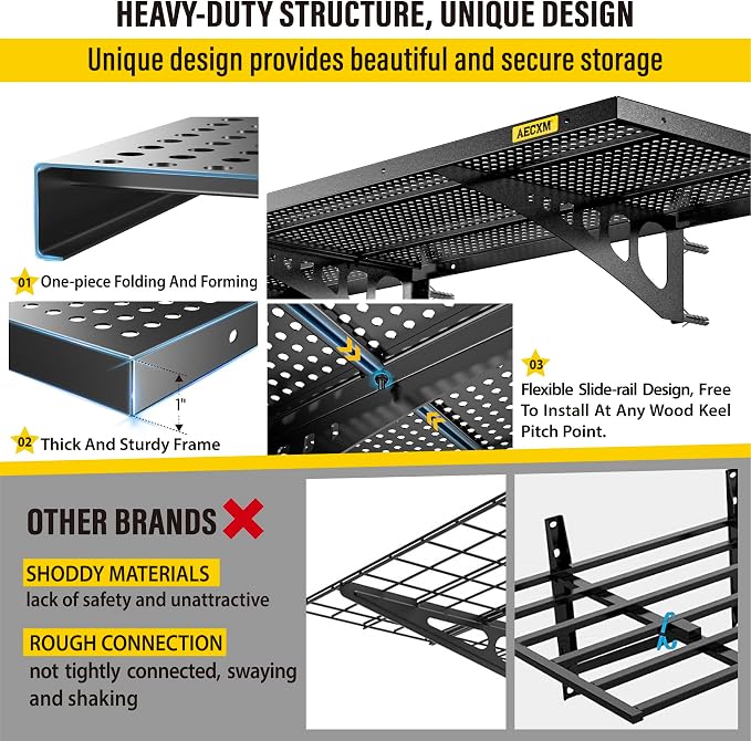 2-Pack 1.64x4ft Adjustable Garage Wall Shelving 560lbs Load Capacity Heavy Duty - Image 4