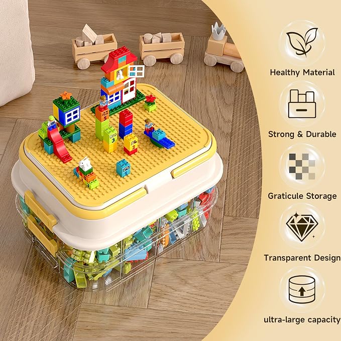 Toy Storage Organizer Box with Handle, Stackable Building Block Toy Box with - Image 5