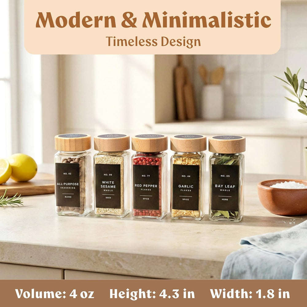 EDELHAUS Magnetic Spice Rack for Fridge with 24 Bamboo Lid Jars