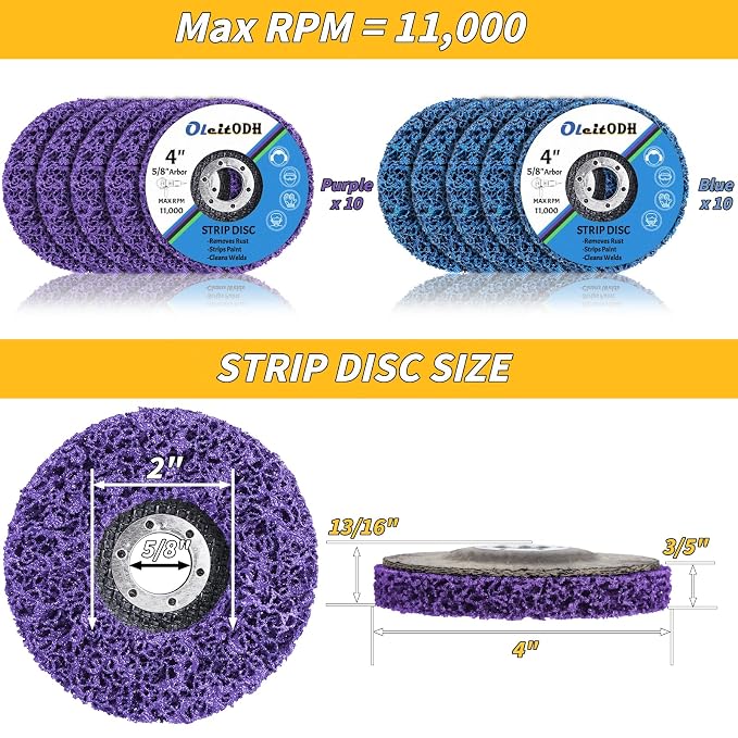 20 Pcs 4" x 5/8" Strip Discs Bulk, Paint Stripping and Rust Removal Wheels - Image 2