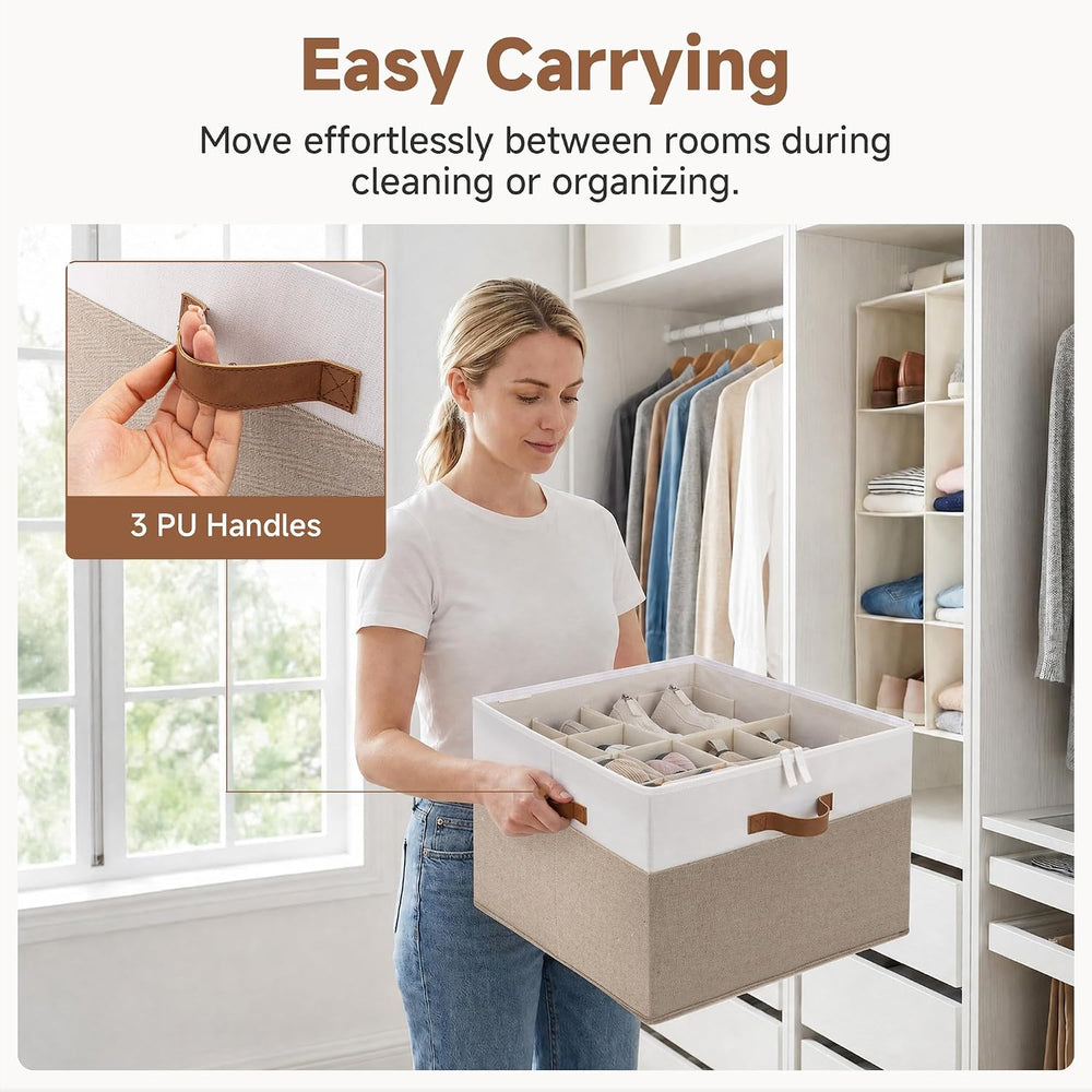 StorageWorks 2-Pack 32-Pair Closet Shoe Storage Organizer, Brown and White