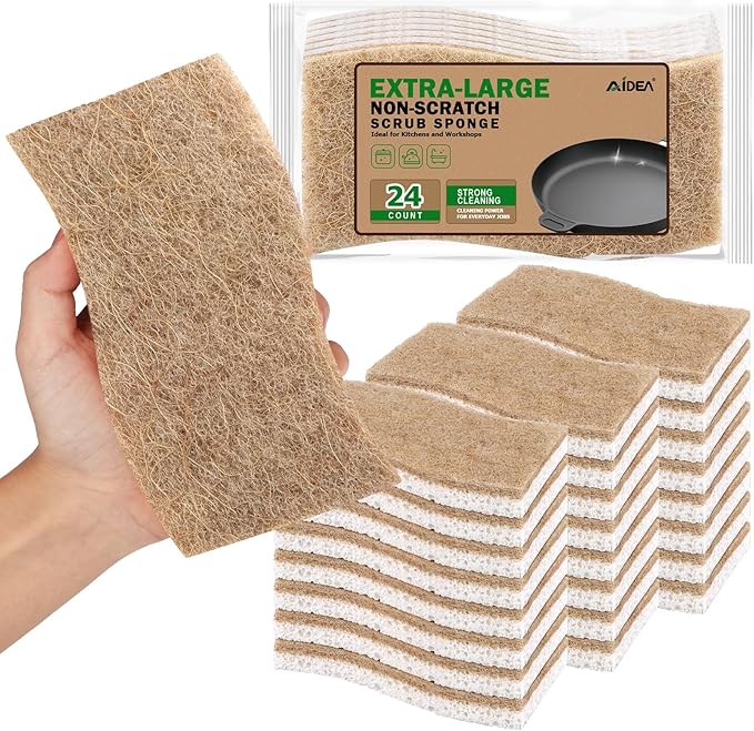 AIDEA XL Scrub Sponges Non-Scratch, Large Natural Sponge by AIDEAHOME