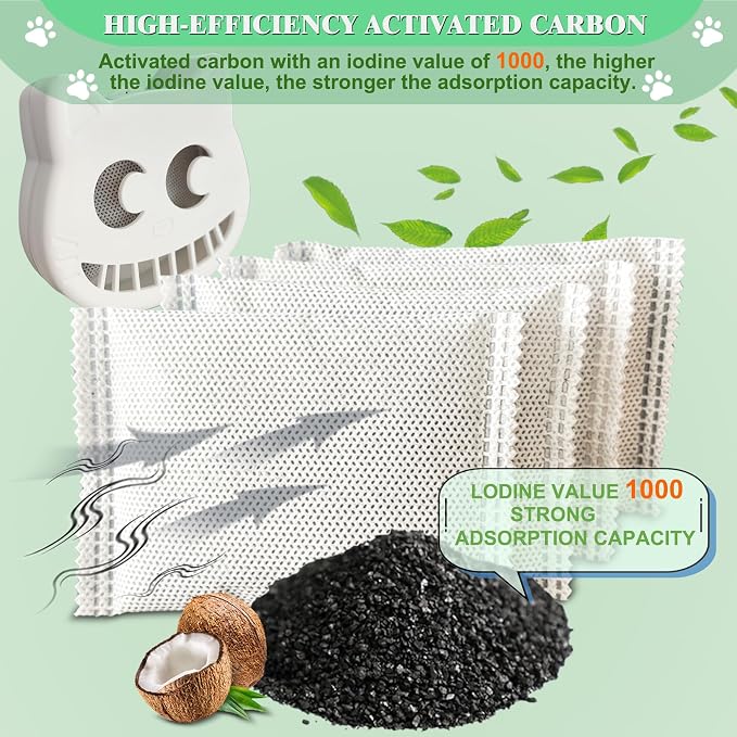 Unscented Cat Litter Box Deodorizer Kit Stick-On Activated Carbon Odor - Image 2