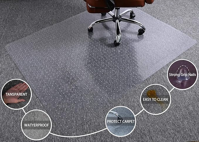 Large Chair Mat for Carpet, Easy Glide Plastic Carpet Floor Protector Mat for - Image 5