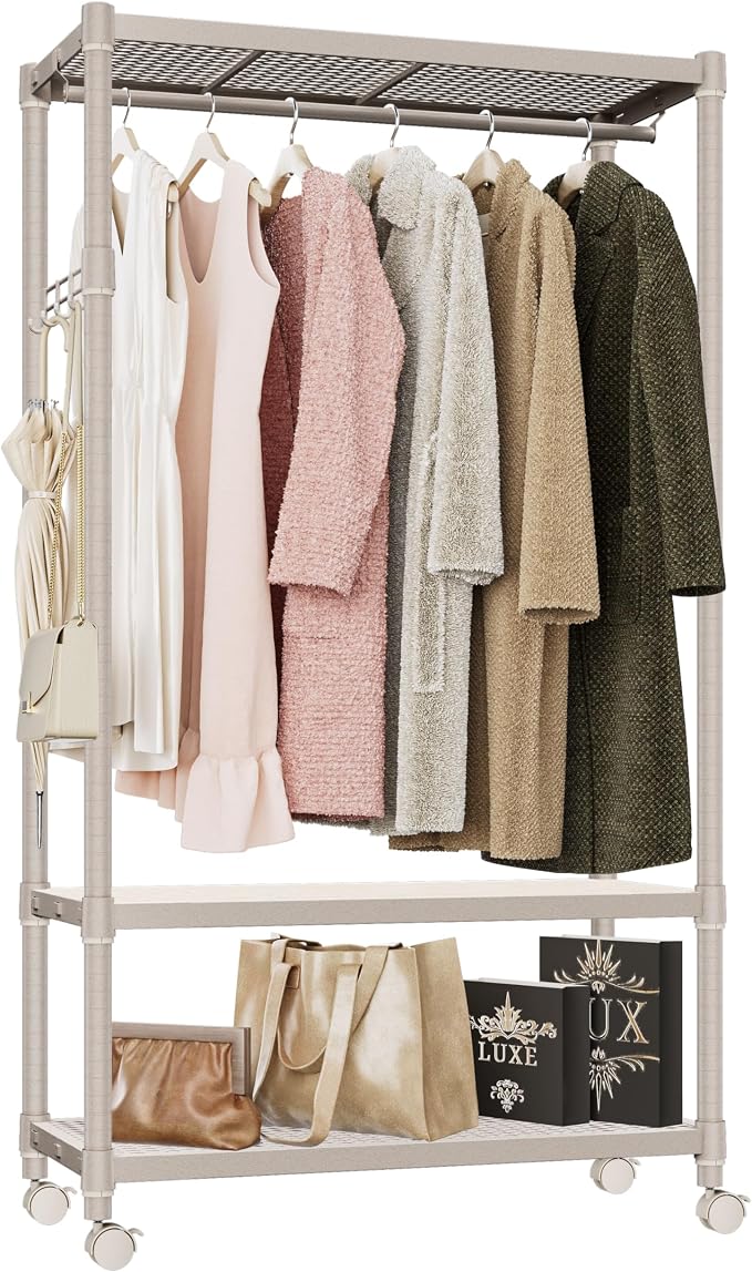 IZEUK Heavy Duty Rolling Garment Rack Wire Clothes Rack by IZEUK