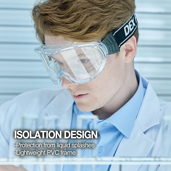 DEX FIT Protective Safety Goggles SG220A; OTG Over Glasses Fit, Anti Fog & - Image 6