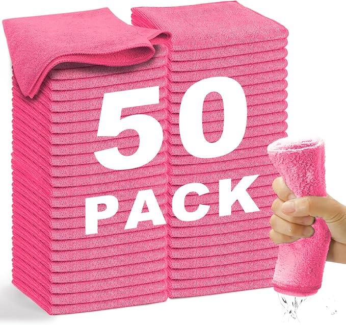 Microfiber Cleaning Cloth-50Pcs Ultra Soft Highly Absorbent Rags, Reusable and by WEAWE