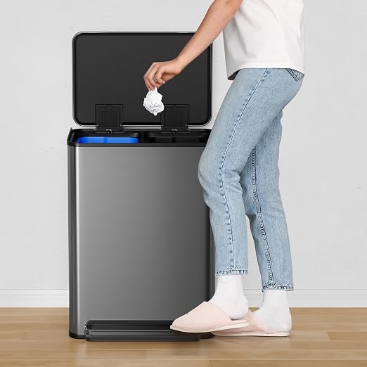 GarveeHome 60L/16 Gal Kitchen Trash Can, 2×8 Gal Pedal Trash Bin - Image 3