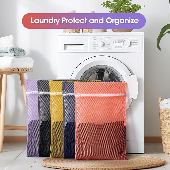 5Pcs Mesh Laundry Bags Sturdy for Delicates, Travel and Organize - Image 2
