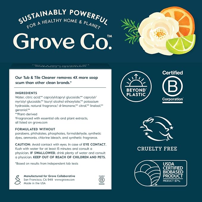 Grove Co. Tub and Tile Cleaner Refill Concentrate + 1 x Reusable Glass Spray - Image 7