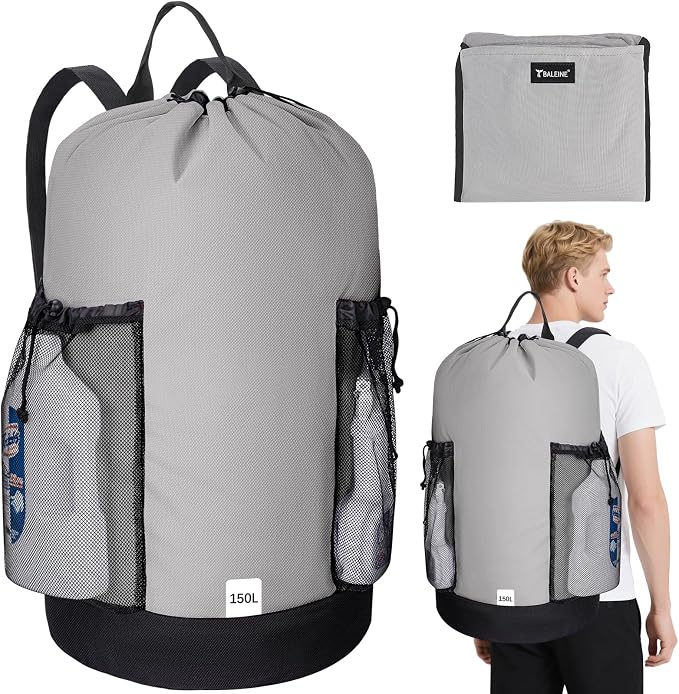 BALEINE 150L Laundry Bag Backpack, 900D Oxford Fabric Large Travel Laundry Bags by BALEINE
