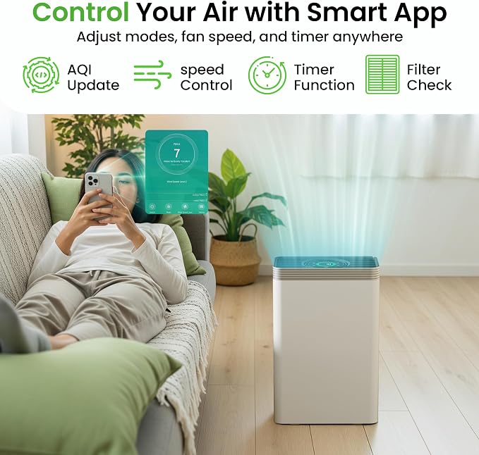 VUSIGN Air Purifier for Home Dorm Room up to 1110 ft², CADR 143 CFM, H13 HEPA - Image 8