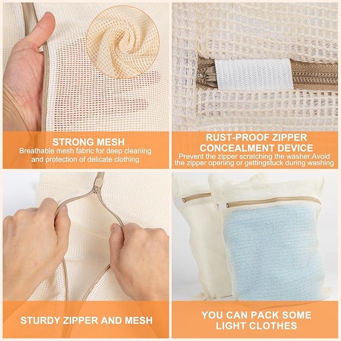 4-Piece Medium Durable Organic Cotton Mesh Laundry Bags - Image 5